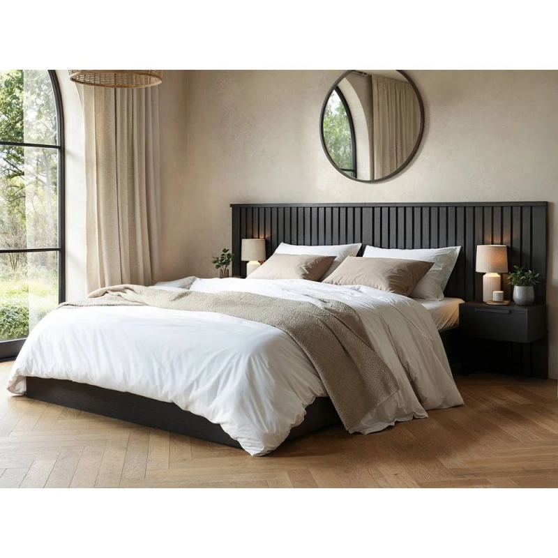 Image of Solace+Co Taylor Hotel Ottoman Bed with Side Tables Black Size: Double Black Unisex Double