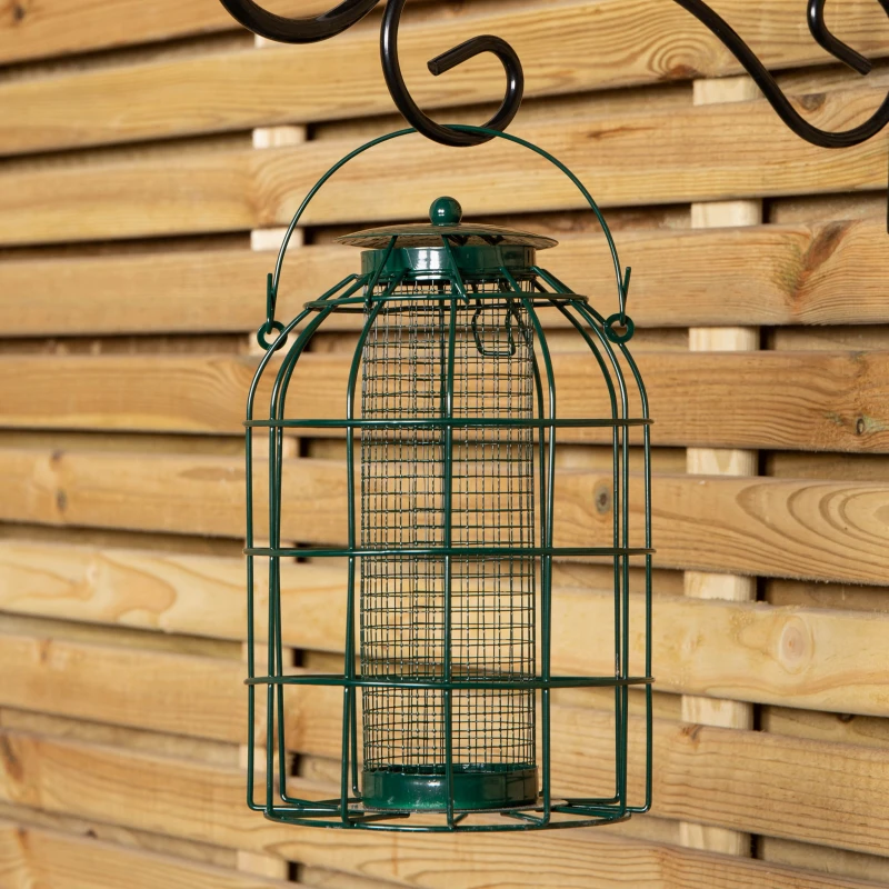 Image of Samuel Alexander Metal Hanging Bird Nut Feeder with Squirrel Guard & Pack of Nut Feed