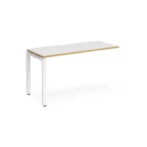 Image of Bench Desk Add On Rectangular Desk 1400mm White/Oak Tops With White Frames 600mm Depth Adapt