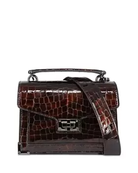 Image of The Kooples Emily Small Croc Embossed Leather Handbag