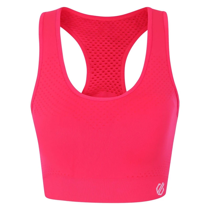 Image of Dare 2b Womens Dont Sweat It Medium Impact Sports Bra XS - Bust 30-32' (76-81cm) Neon Pink DAB062-83A-XS