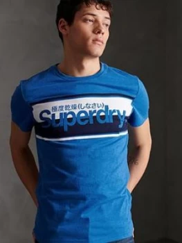 Image of Superdry Core Logo Stripe T-Shirt, Blue Size M Men