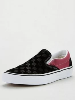 Image of Vans Vans Ua Classic Slip On Deboss Checkerboard, Black/Pink, Size 3, Women