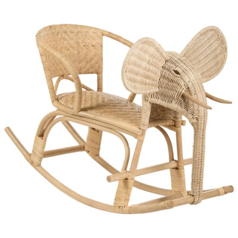 Image of Beliani Kids Rocking Chair Elephant Ampollino Rattan Natural
