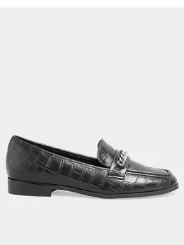 Image of Long Tall Sally Hardware Trim Loafer Black Croc, Black, Size 7, Women