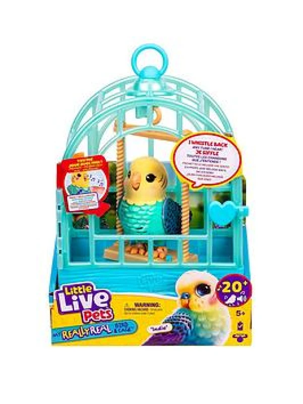 Image of Little Live Pets My Really Real Bird & Cage - Indie interactieve realistische huisdiervogel 20+ geluiden en reacties (25cm/98in kooi 109cm/43in