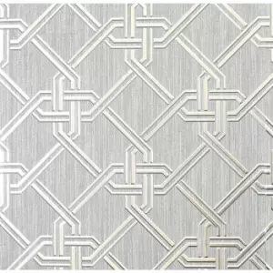 Image of Arthouse Gianni Geometric Twist Knot Pattern Foil Wallpaper - Silver 903105