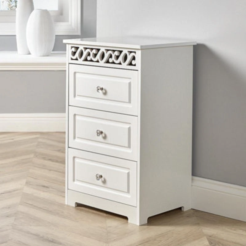 Image of Home Source Whitehaven 3 Drawer Chest Storage Unit White unisex