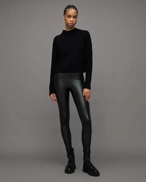 Image of AllSaints Cora High-Rise Skinny Fit Faux Leggings