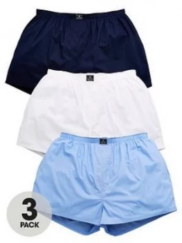 Image of Polo Ralph Lauren 3 Pack Woven Boxers - White/Blue/Navy