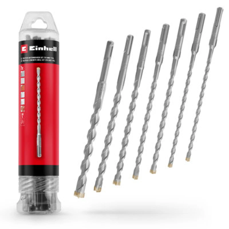 Image of Einhell 7 Piece 210mm SDS Plus 4 Cutter Drill Bit Set 49265515