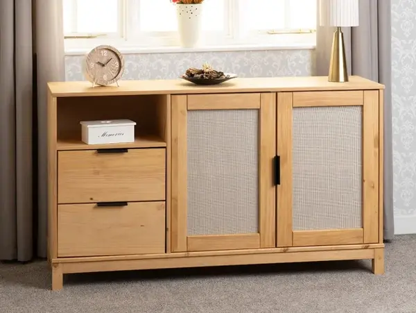 Image of Seconique Corona Rattan and Pine 2 Door 2 Drawer Sideboard