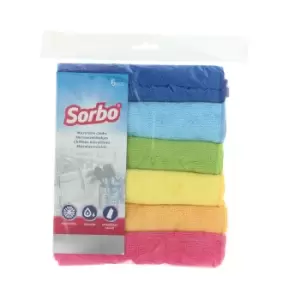 Image of Sorbo 6 Microfibre Cloths Blue/Yellow/Green