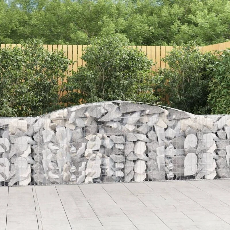 Image of vidaXL Arched Gabion Baskets 6 pcs 400x30x100/120cm Galvanised Iron, Silver 3146870