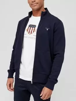 Image of Gant Original Zip Through Sweater - Evening Blue, Evening Blue, Size XL, Men