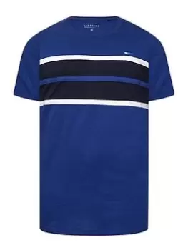 Image of BadRhino Chest Cut & Sew Stripe T-Shirt - Blue Size 2XL, Men