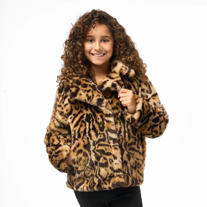 Image of Biba Junior Girls Biba Faux Fur Jacket - Brown Brown S