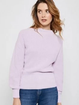 Image of Mint Velvet Cotton Stitch Jumper - Lilac, Light Purple, Size XL, Women