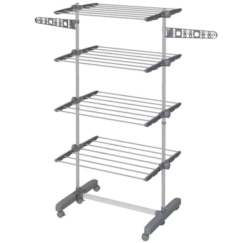 Image of HOMCOM Large Clothes Airer Stainless Steel Clothes Drying Rack Grey 142L x 55W x 172Hcm - Homcom 5056725544393