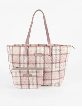 Image of Barbour Barbour Wetherham Quilted Tartan Tote - Pink, Women