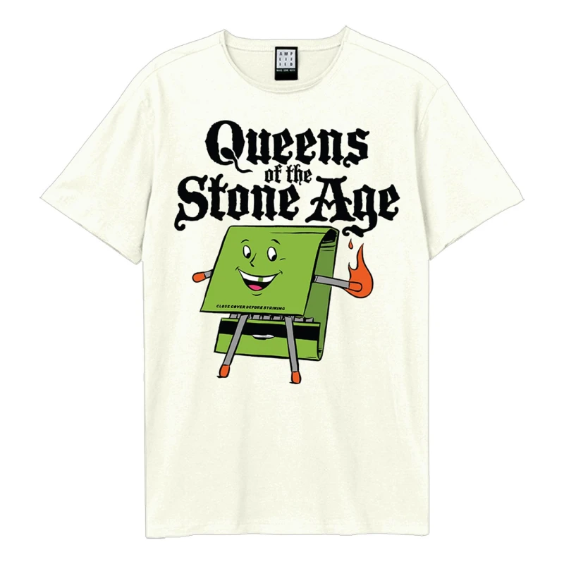Image of Amplified Amplified Men Match Box Queens Of The Stone Age T-Shirt in White Size: X-Small White XS Male 5063693955465