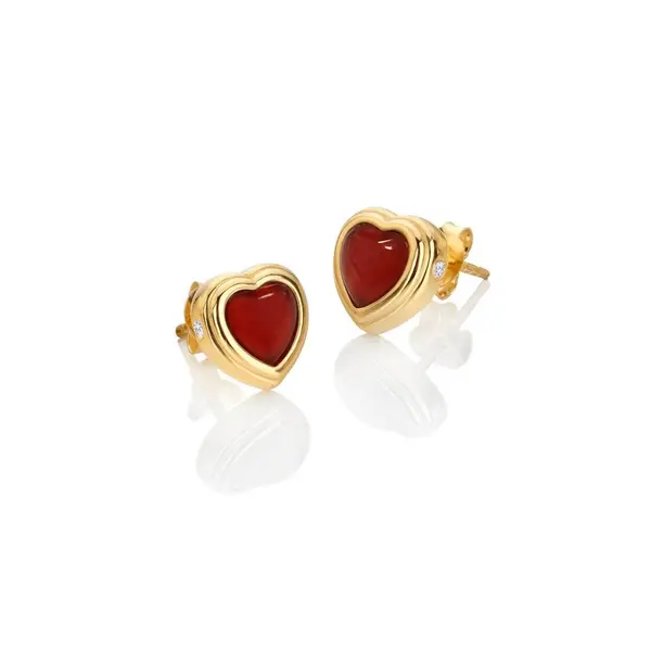 Image of Hot Diamonds x Gemstones 18ct Gold Plated Sterling Silver Heart Stud R