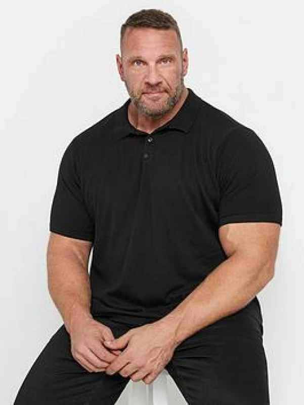 Image of BadRhino BadRhino Men Knitted Short Sleeve Polo Shirt in Black Size: 5-6X-Large Black 5-6XL Male 5063111862597