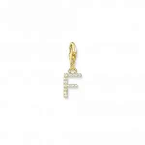 Image of Charmista White Gold Plated Zirconia Letter F Charm Pendant 1969-414-14