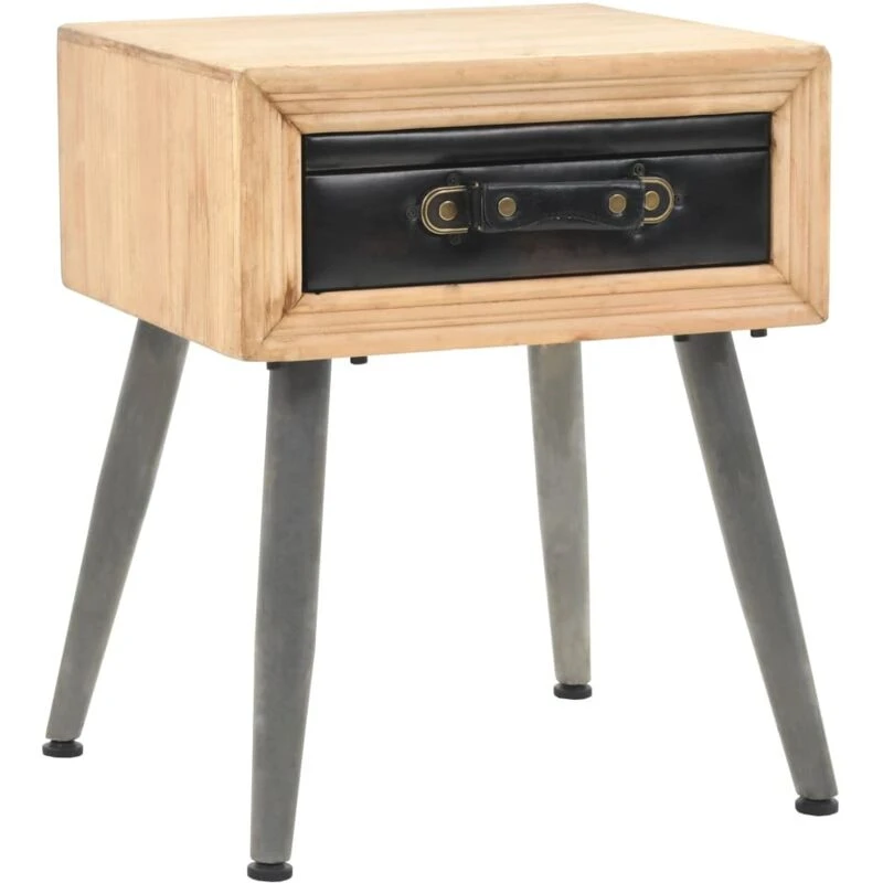 Image of vidaXL Solid Fir Wood Bedside Table 43x38x50cm Bedroom Nightstand Cabinet