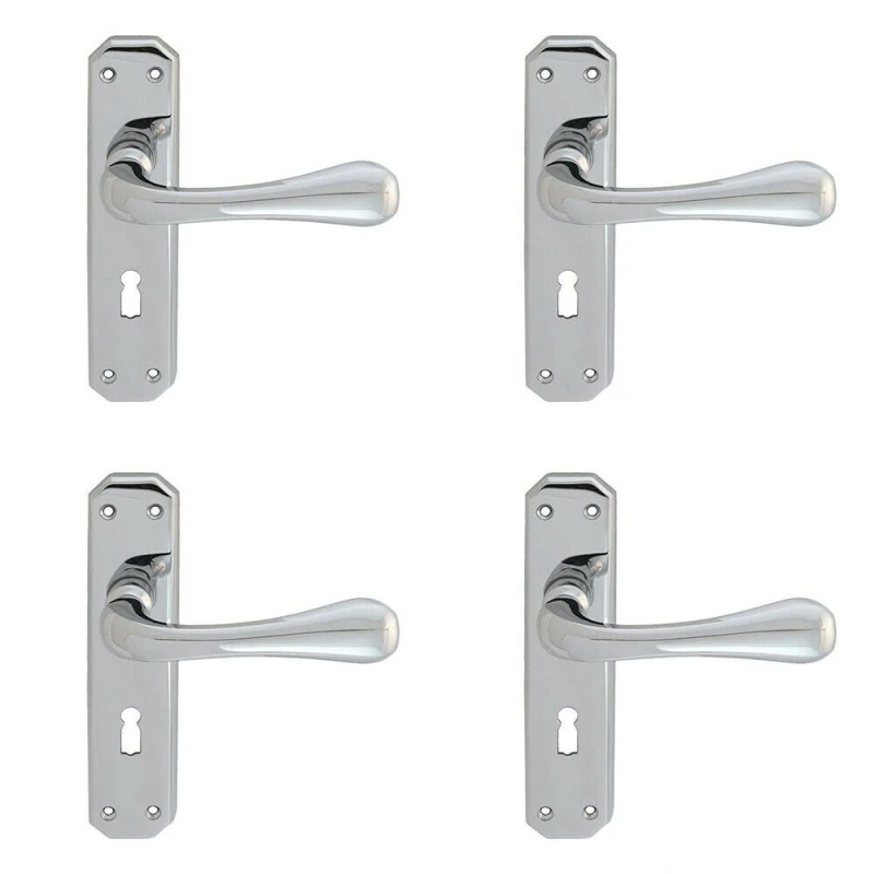 Image of Loops 4x PAIR Heavy Duty Handle on Angular Lock Backplate 180 x 40mm Polished Chrome Multi