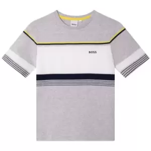 Image of Boss Stripe Logo T Shirt - Grey