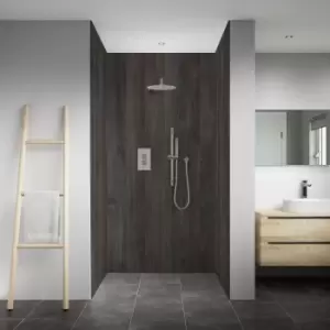 Image of Splashwall Elite Matt Deep Oak Brown 3 Sided Shower Wall Panel Kit (L)2420mm (W)1200mm (T)11mm