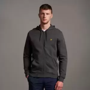 Image of Mens Zip Through Hoodie - Charcoal Marl - L