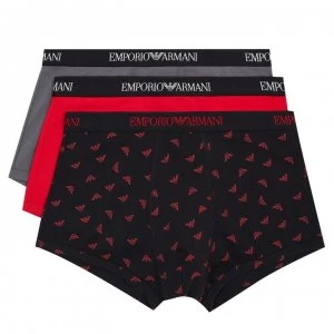 Image of Emporio Armani 3 Pack Trunks Black/Grey/Red Size L Men