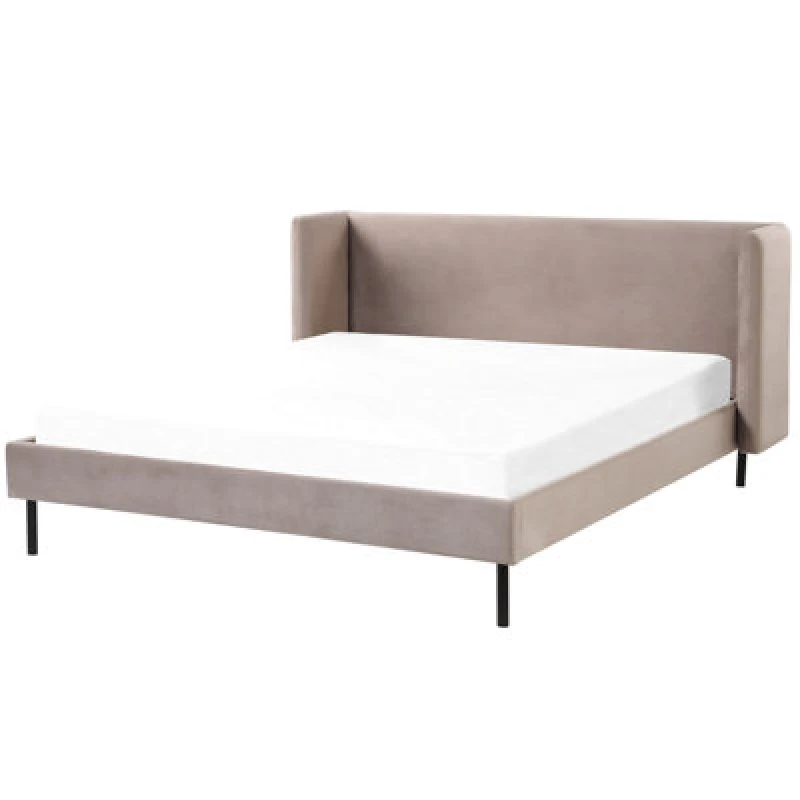 Image of Beliani Bed Velvet Arette 160 X 200 Cm (Eu King Size) Taupe
