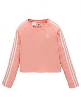 Image of Adidas Originals Childrens 3 Stripe Long Sleeve T-Shirt - Pink