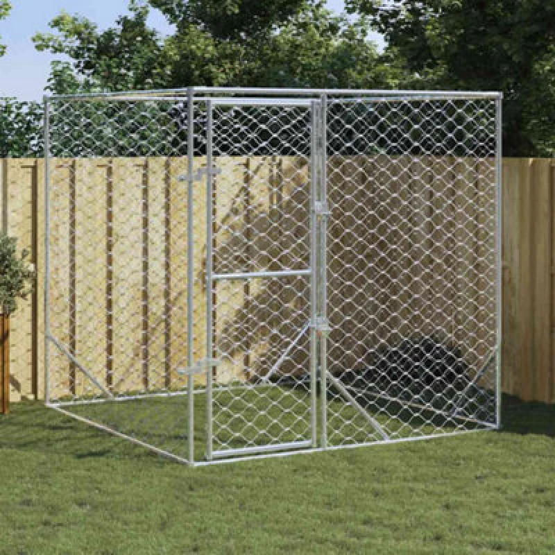 Image of VIDAXL Outdoor Dog Kennel Silver 2x2x2 m Galvanised Steel vidaXL 8720845913182