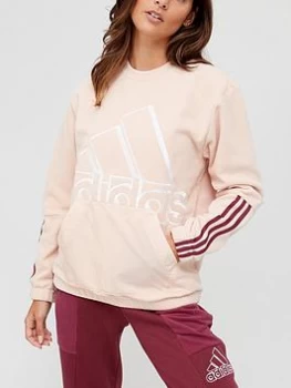 Image of adidas Brand Love Polarfleece Half Zip Sweat - Blush, Blush, Size S, Women