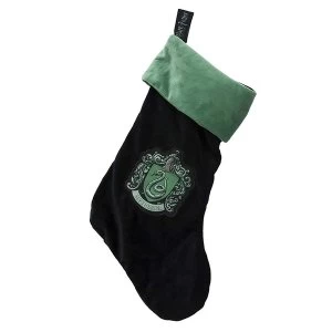 Image of Slytherin Harry Potter Fleece Christmas Stocking Woven Badge 47x30cm