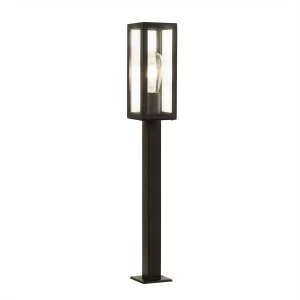 Image of 1 Light Outdoor Tall Bollard Light Black with Clear Glass IP44, E27