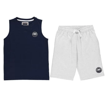 Image of SoulCal Signature Pyjama Short Set Junior Boys - Ice Marl/Navy