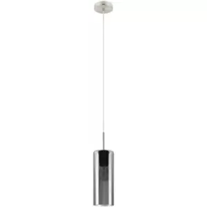 Image of Pendant Light Satin Nickel Shade Black Transparent Glass Vaporized E27 1x15W