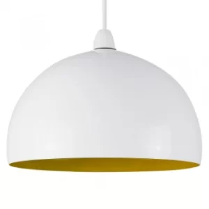Image of Curva Pendant Shade in White with Yellow Interior