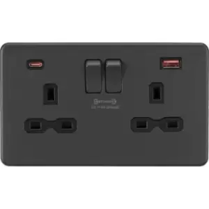 Image of MLA Knightsbridge 13A 2G DP Switched Socket With Dual USB A+C Anthracite - SFR9909AT