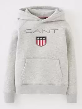 Image of Gant Boys Shield Hoodie - Grey Marl, Size 15 Years