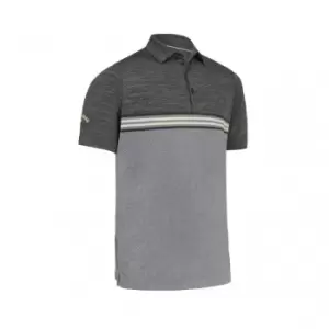 Image of Callaway HEATHERED CHEST STRIPE POLO CAVIAR HEATHER - L