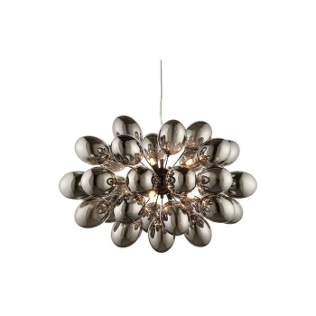 Image of Endon Collection Lighting - Endon Lighting Infinity - Pendant Black Chrome Effect Plate & Smokey Mirror Effect Tinted Glass 8 Light Dimmable IP20 - G9