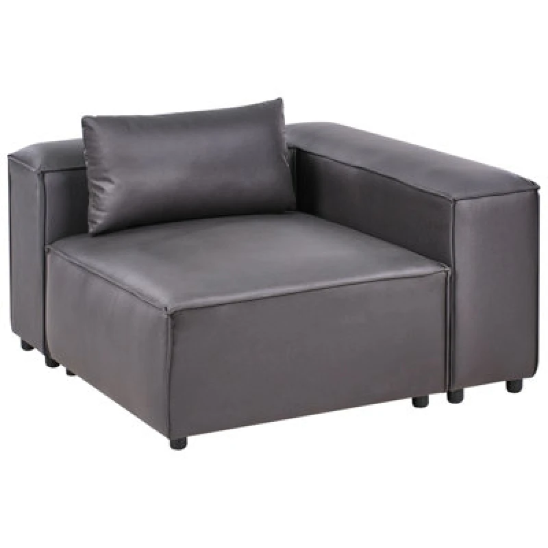 Image of Beliani Corner Seat Brande Faux Leather Black Symmetrical