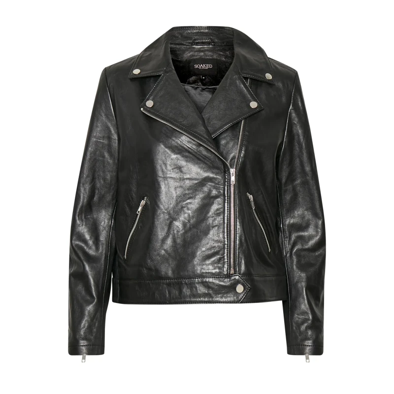 Image of Soaked in Luxury Womens long-sleeved leather jacket Soaked in Luxury Maeve Noir Female 2XL