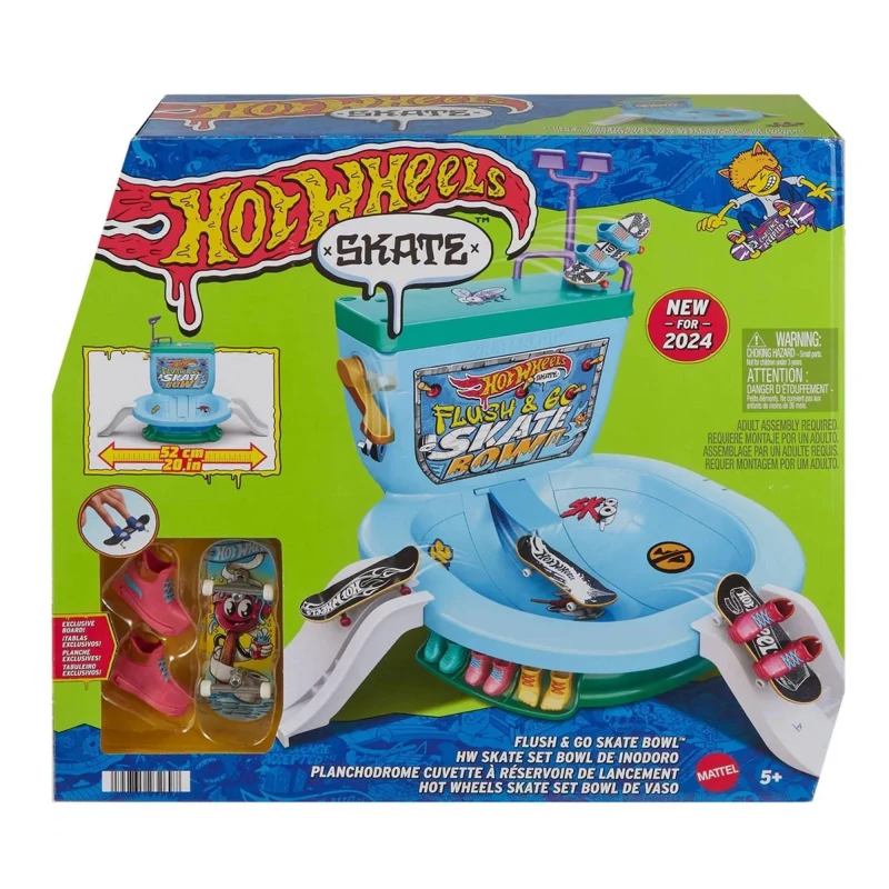 Image of Hot Wheels Hot Wheels Skate Flush & Go Skate Bowl Playset